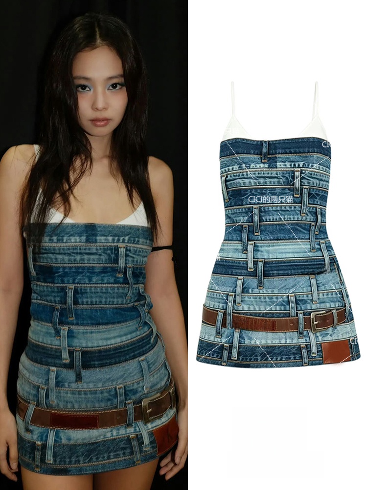 Ethnic Clothing & Online Fashion Store Khaadi Uk - Jennie Multi-Bow Tie Denim Jurk zonder