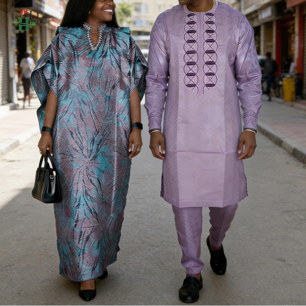 Boubou Men Africa - H&D Afrikaanse Jurken Voor Paar Paars