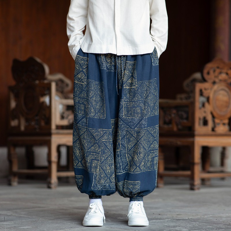 Ethnic Fashion Wear - Herenbroek in haremstijl, Chinese stijl, dun,