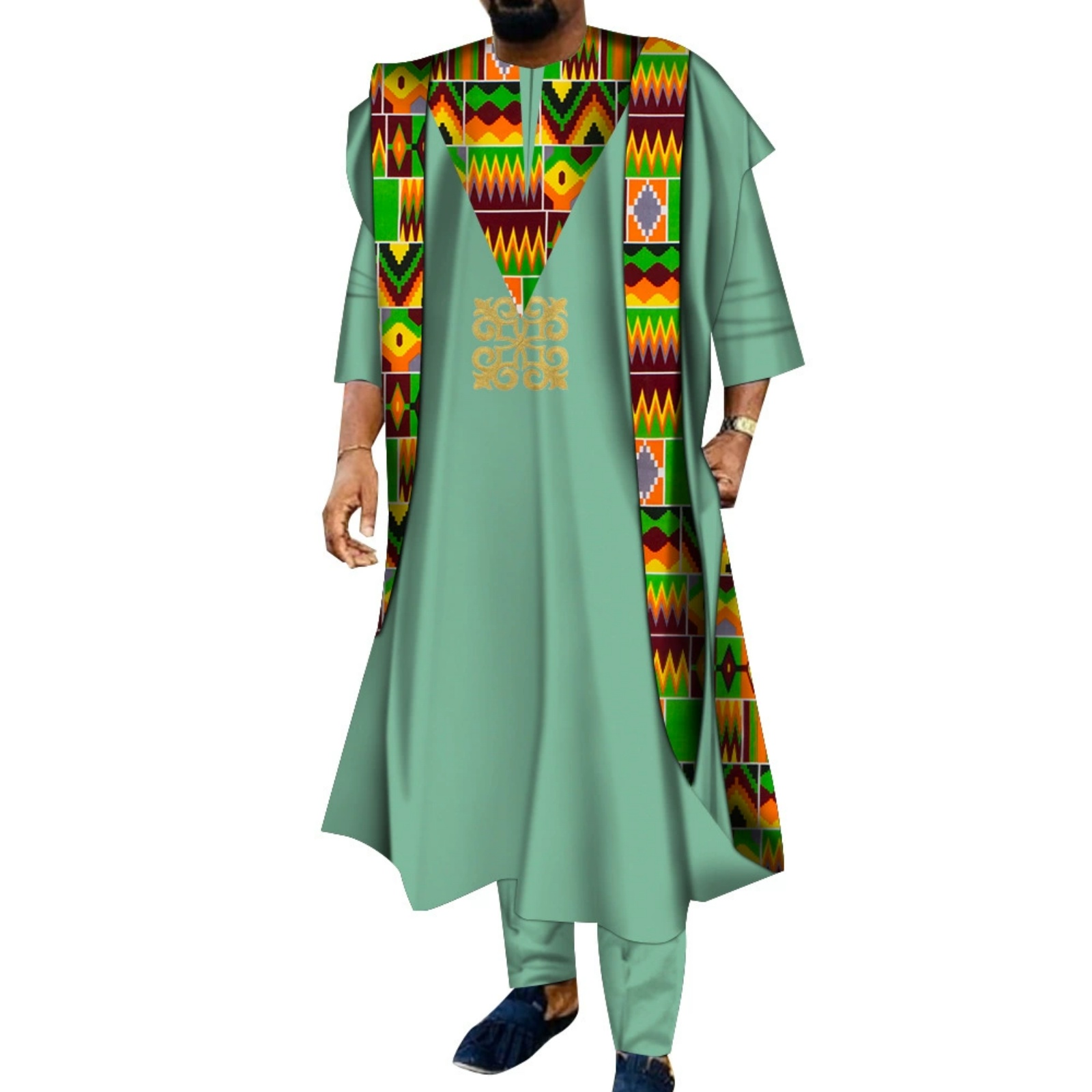 3-delig Afrikaans geborduurd h - Boubou Men Africa recensie en prijs