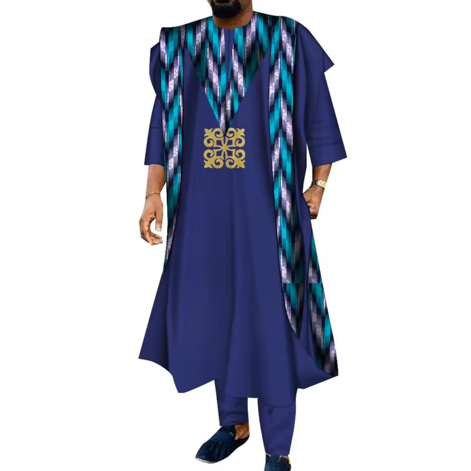 3-delig Afrikaans geborduurd h - Boubou Men Africa recensie en prijs