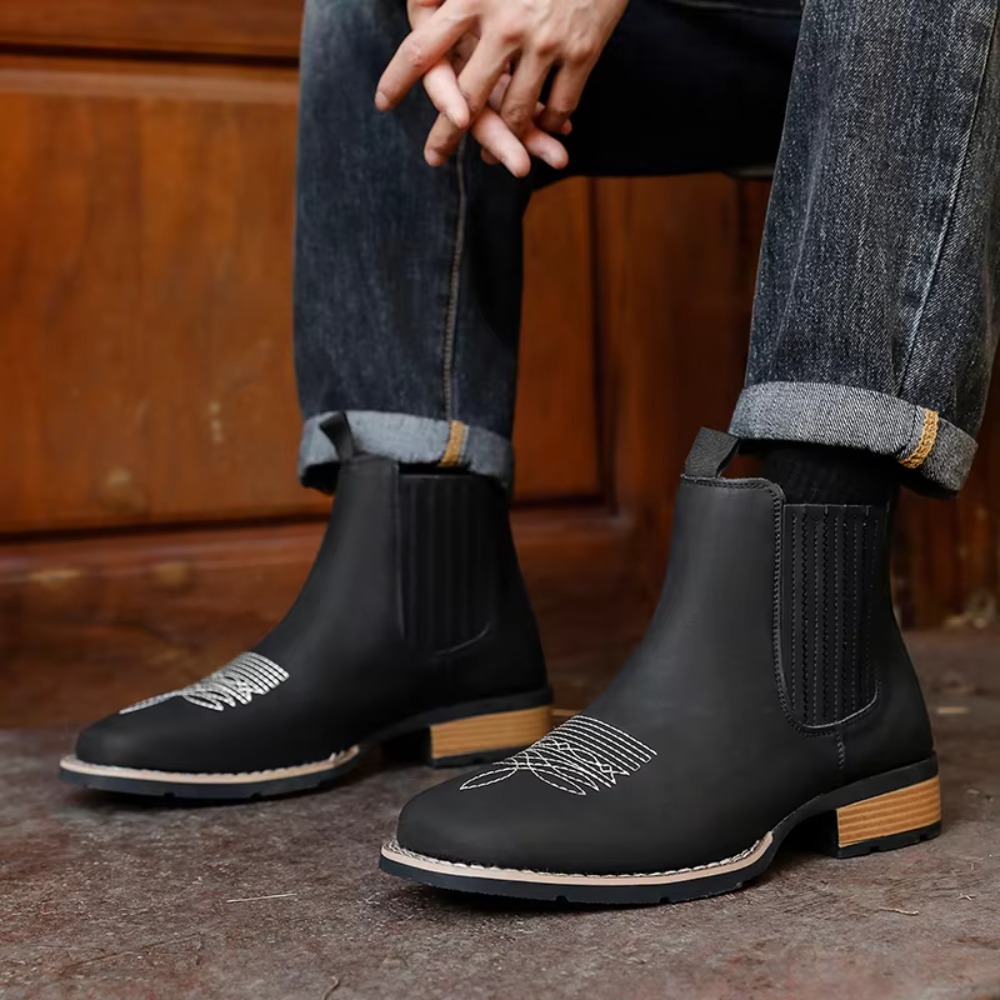 Heren cowboyboots met brede ne - Ethnic Fashion Style recensie en prijs