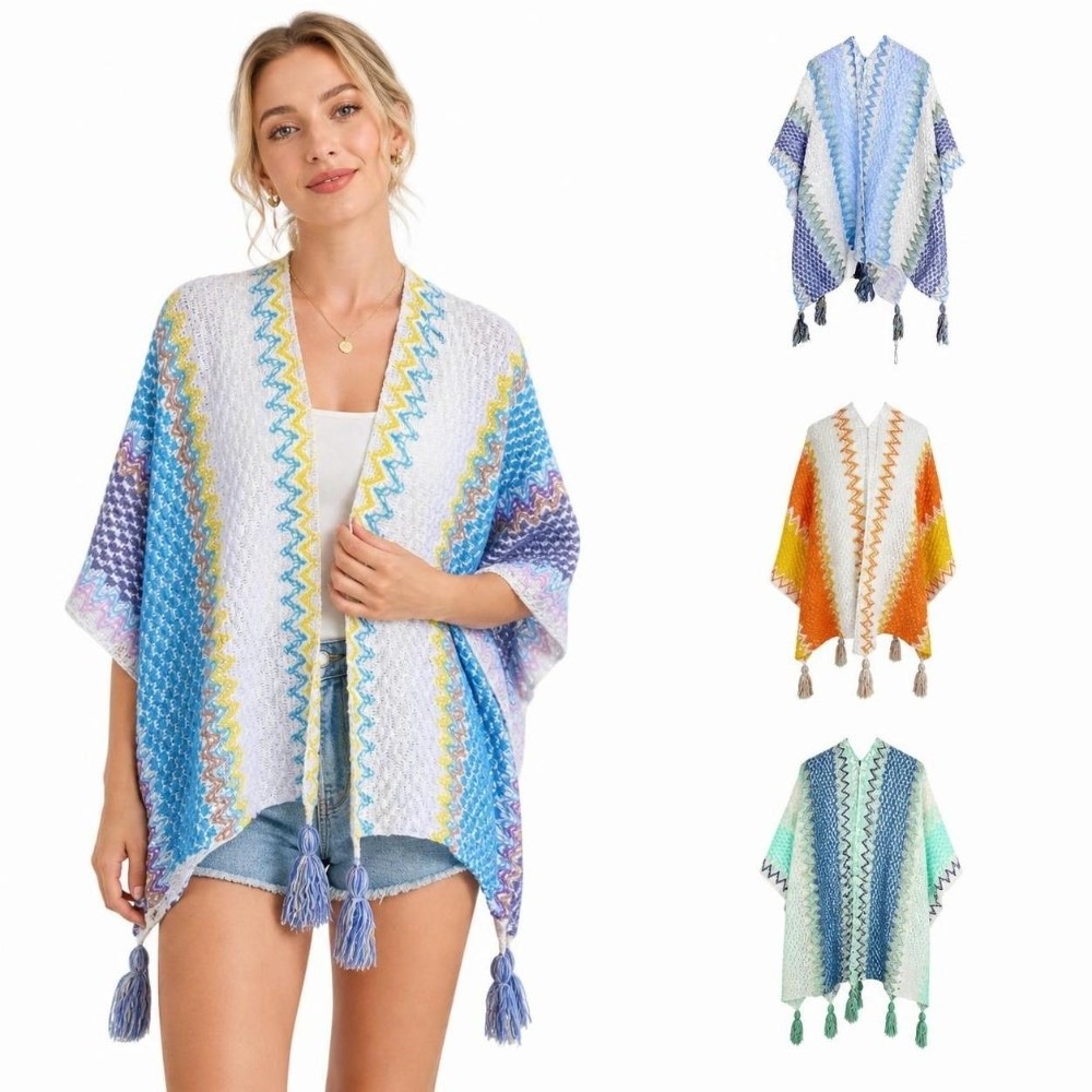 Retro gebreide poncho met stre - Ethnic Fashion Wear recensie en prijs