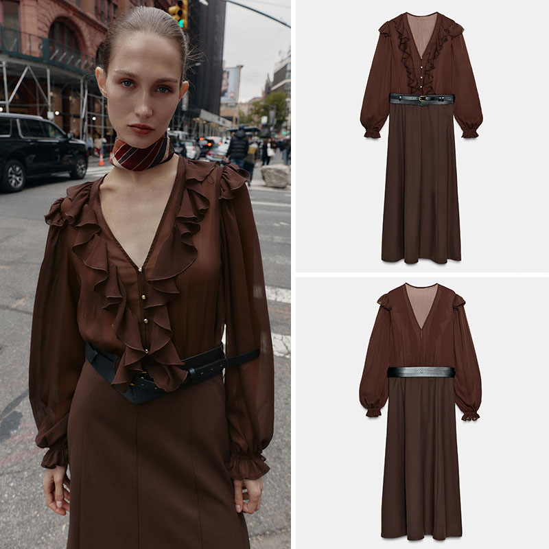 Elegante V-hals midi-jurk met  - Ethnic Fashion Wear recensie en prijs